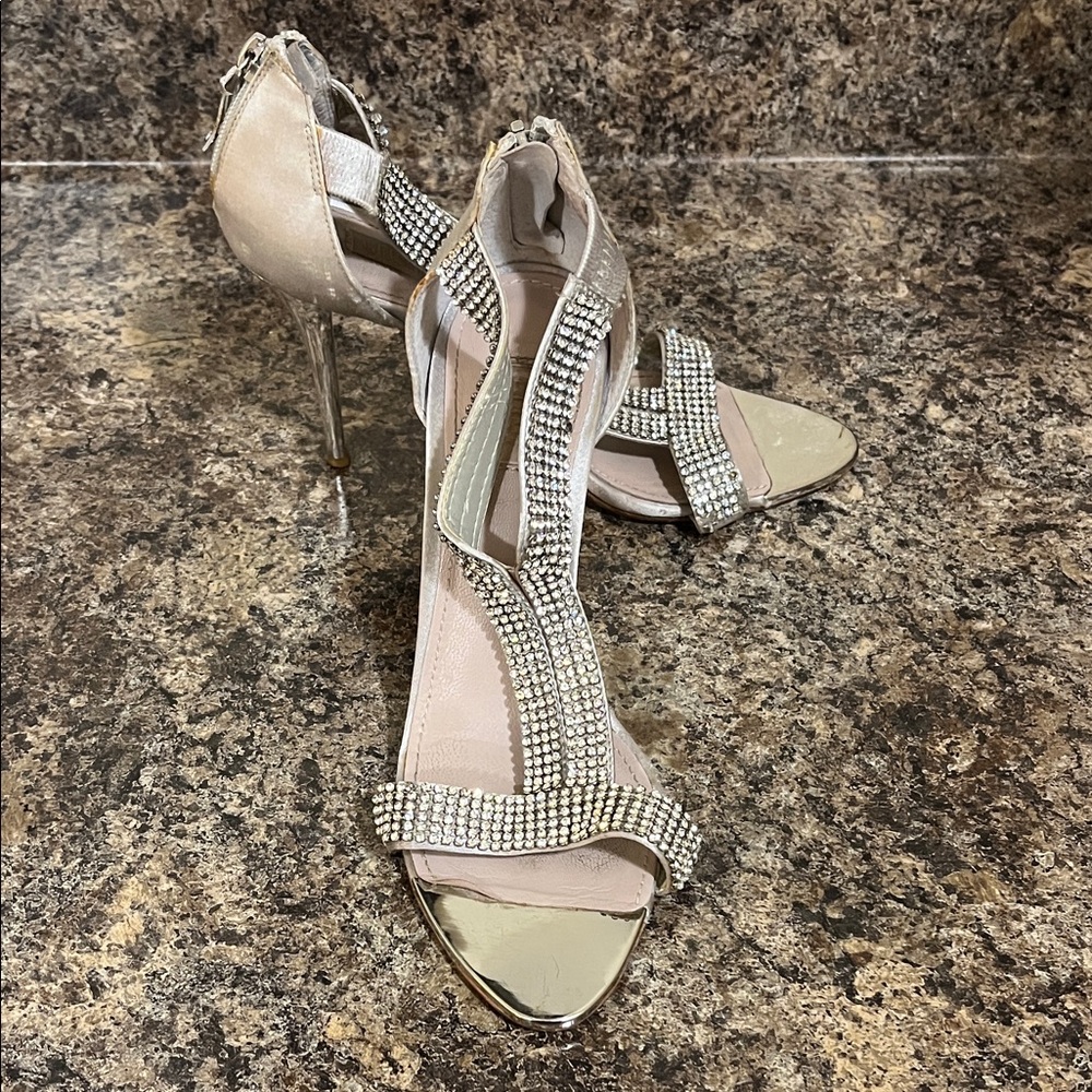 Glint Silver Rhinestone Heels